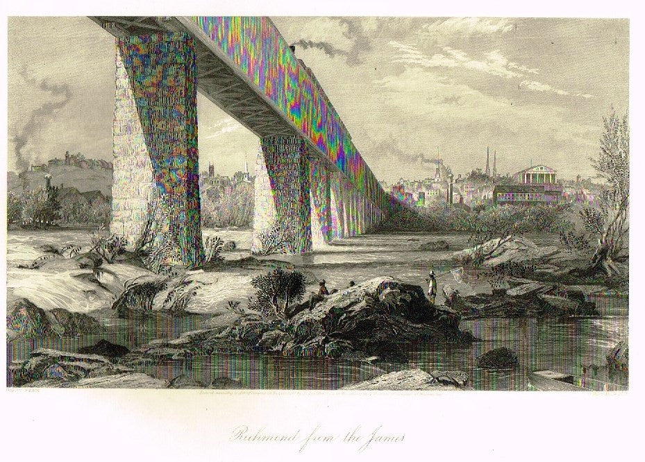 Art Journal  1875 Steel Engraving "RICHMOND FROM THE JAMES" by Penn