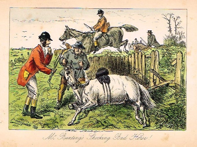 Antique John Leech Print - "MR. BUNTING'S SHOCKING BAD HORSE" - H. Col Litho - 1872