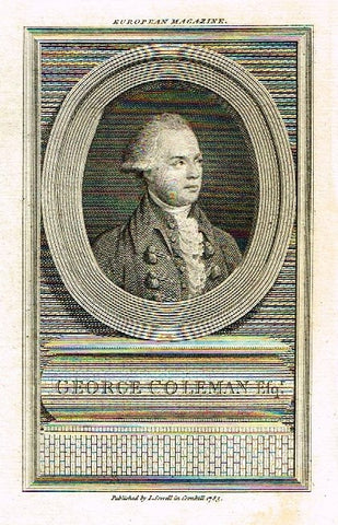 European Magazine - "GEORGE COLEMAN ESQ." - Copper Engraving - 1785