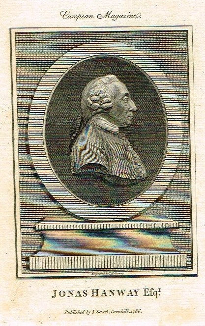 European Magazine - "JONAS HANWAY, ESQ." - Copper Engraving - 1786
