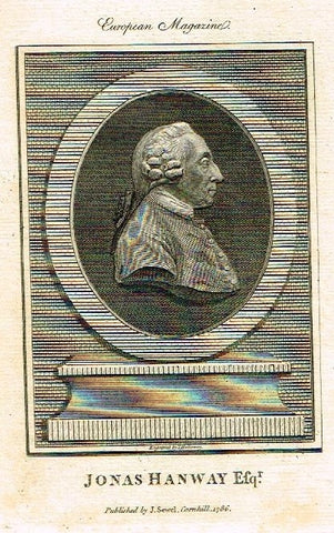 European Magazine - "JONAS HANWAY, ESQ." - Copper Engraving - 1786
