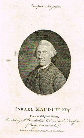 European Magazine - "ISRAEL MAUDUIT, ESQ." - Copper Engraving - 1786