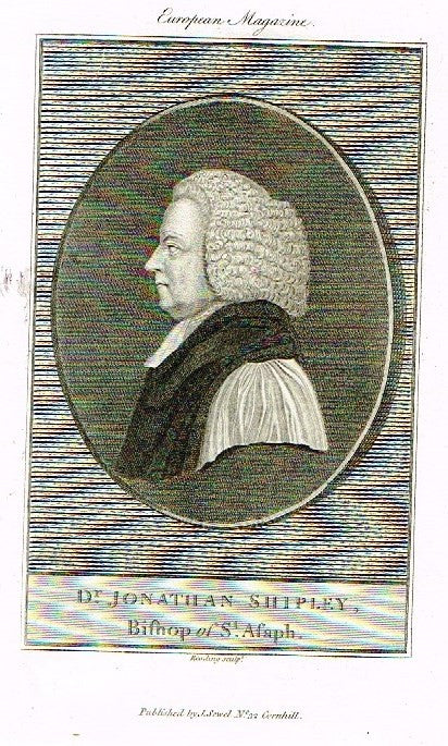 European Magazine - "DR. JONATHAN SHIPLEY" - Copper Engraving - 1788