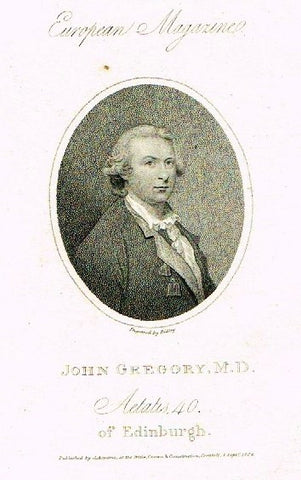 European Magazine - "JOHN GREGORY, M.D." - Copper Engraving - 1788