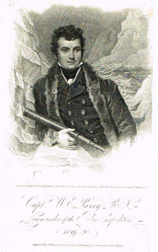 European Magazine - "CAPTAIN W.E. PARRY" - Copper Engraving - 1821