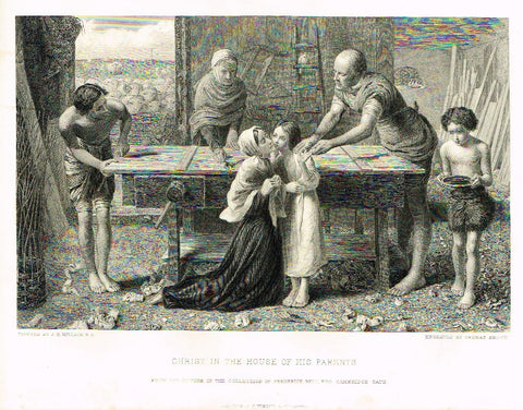 Antique Print - Art Journal's - CHRIST IN THE HOUSE OF HIS PARENTS - Engraved by Bradshaw - 1871