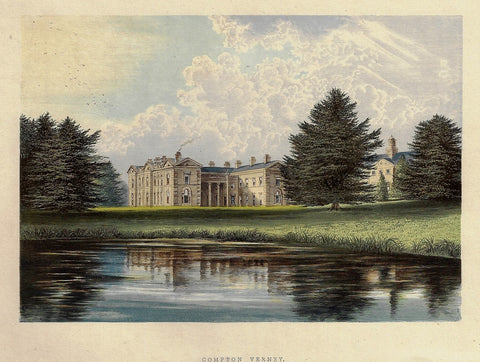 Morris's Country Seats - "COMPTON VERNEY" - Chromolithograph - 1866