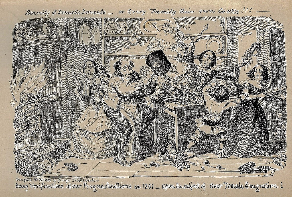 Cruickshank Engraving - "FEMALE EMIGRATION" - Antique Print - 1841