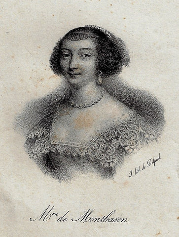 Antique Portrait Print - MADAME DE MONTBASIN - Lithograph - c1850