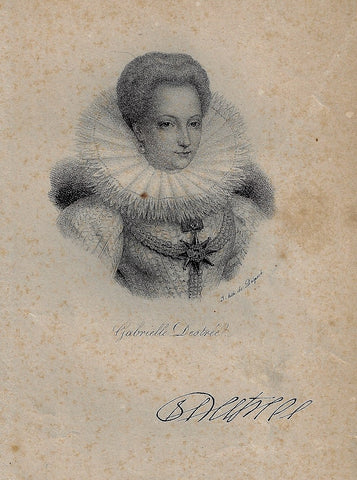 Antique Portrait Print - GABRIELLE DESTREE - Lithograph - c1850
