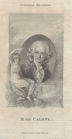 Antique Portrait Print - M. DE CALONE - Copper  Engraving - 1789