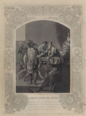 Howard's Religious Prints - PRIESTS BRIBE SOLDIERS - Engraving - 1860