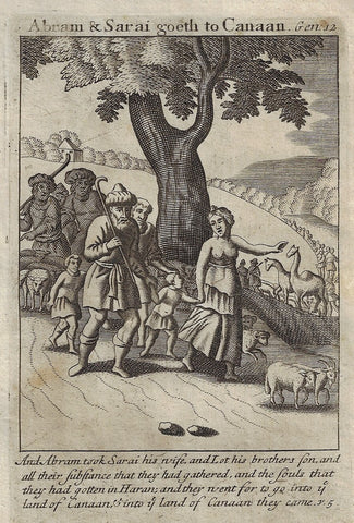 Antique Religious Print from Book of Prayer - "ABRAM & SARAH" - 1708