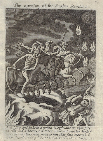 Antique Print from Book of Prayer - "OPENING OF THE SEALES" - 1708