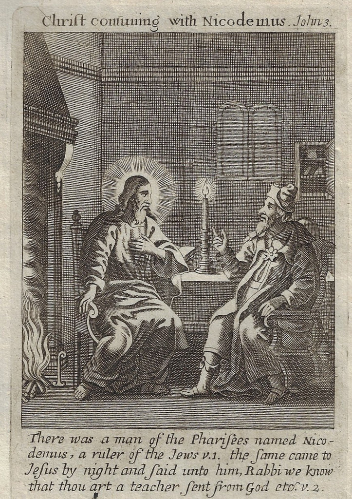 Antique Print from Book of Prayer - "CHRIST CONSUNING WITH NICODEMUS" - 1708