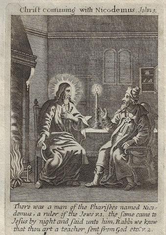 Antique Print from Book of Prayer - "CHRIST CONSUNING WITH NICODEMUS" - 1708