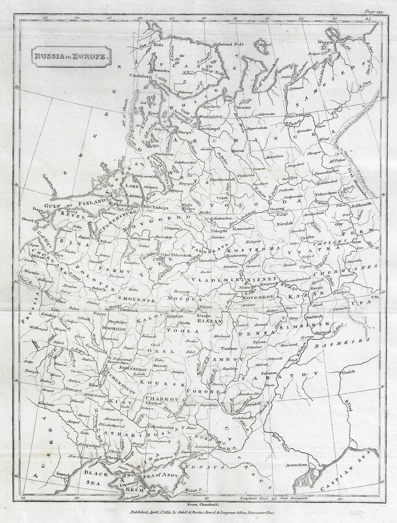 Map - RUSSIA IN EUROPE from Modern Geography - Copper Eng. - 1811