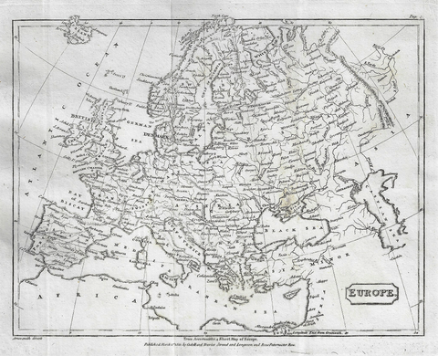 Map - EUROPE from Modern Geography - Copper Engraving - 1811