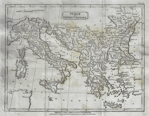Map - ITALY & TURKEY IN EUROPE from Modern Geography - Copper Engraving - 1811
