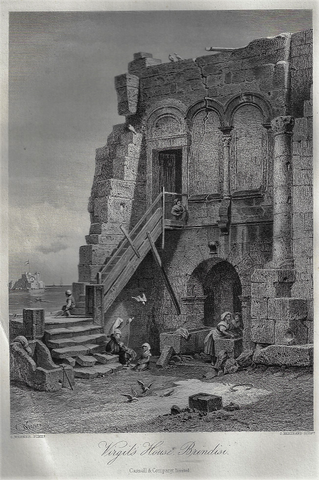 Picturesque Europe's "VIRGIL'S HOUSE, BRINDISI" - Steel Engraving - 1875